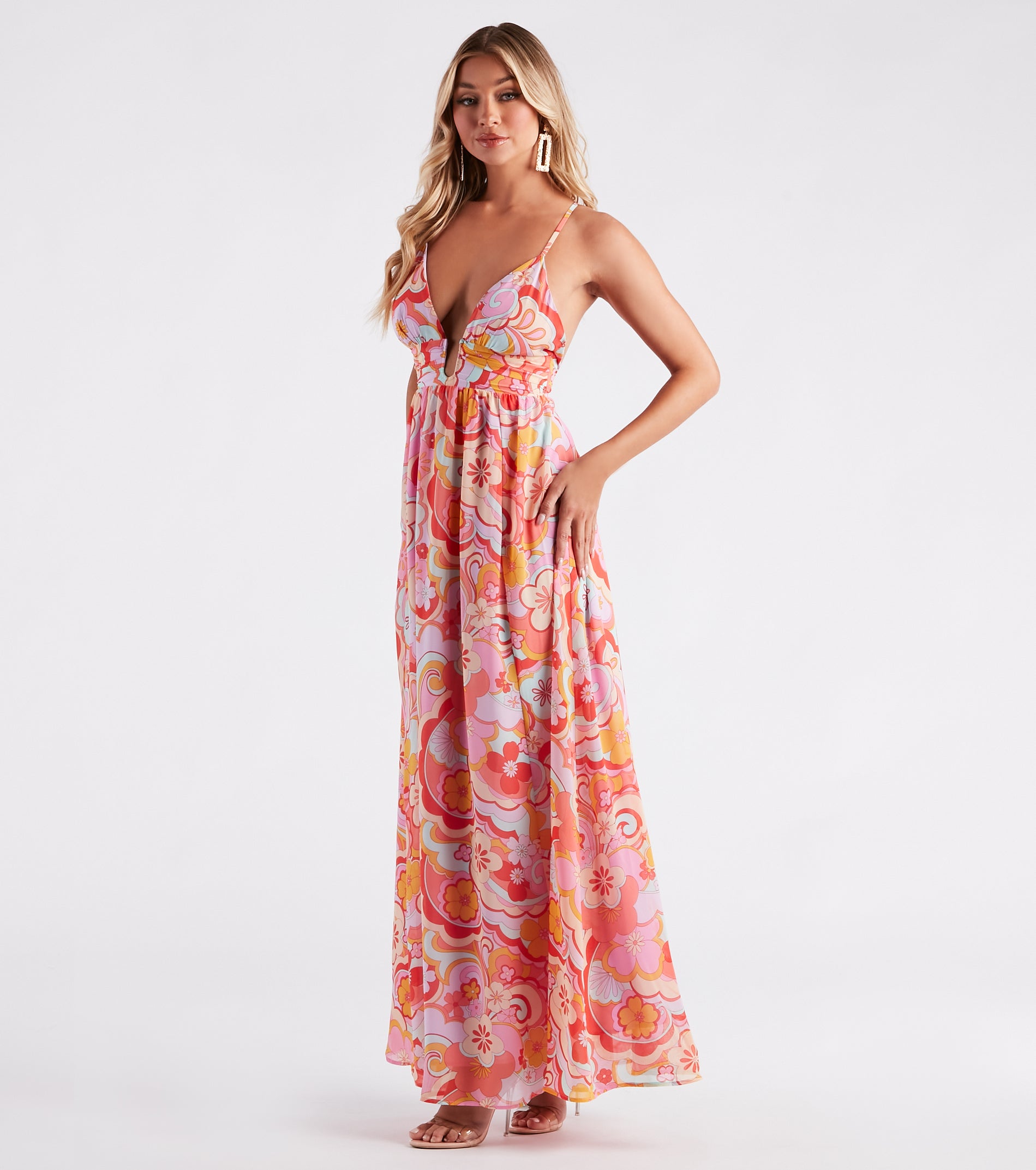 Electric Love Chiffon Floral Maxi Dress - Image 3