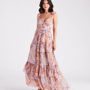 Enchanting Entrance Chiffon Floral Maxi Dress