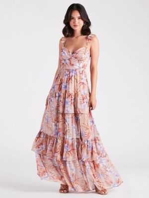 Enchanting Entrance Chiffon Floral Maxi Dress