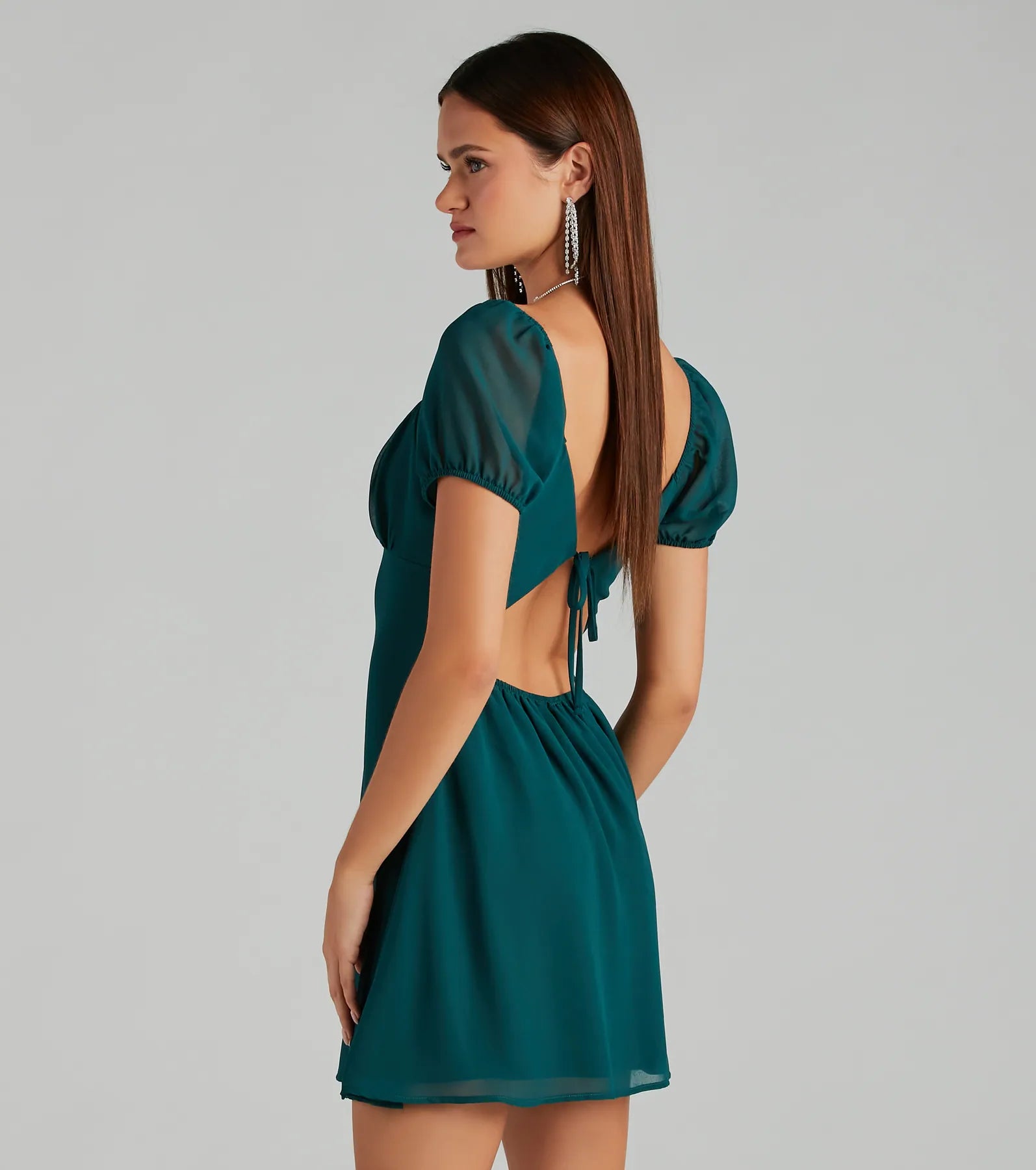 Flirt And Twirl Chiffon Open Back Skater Dress - Image 6