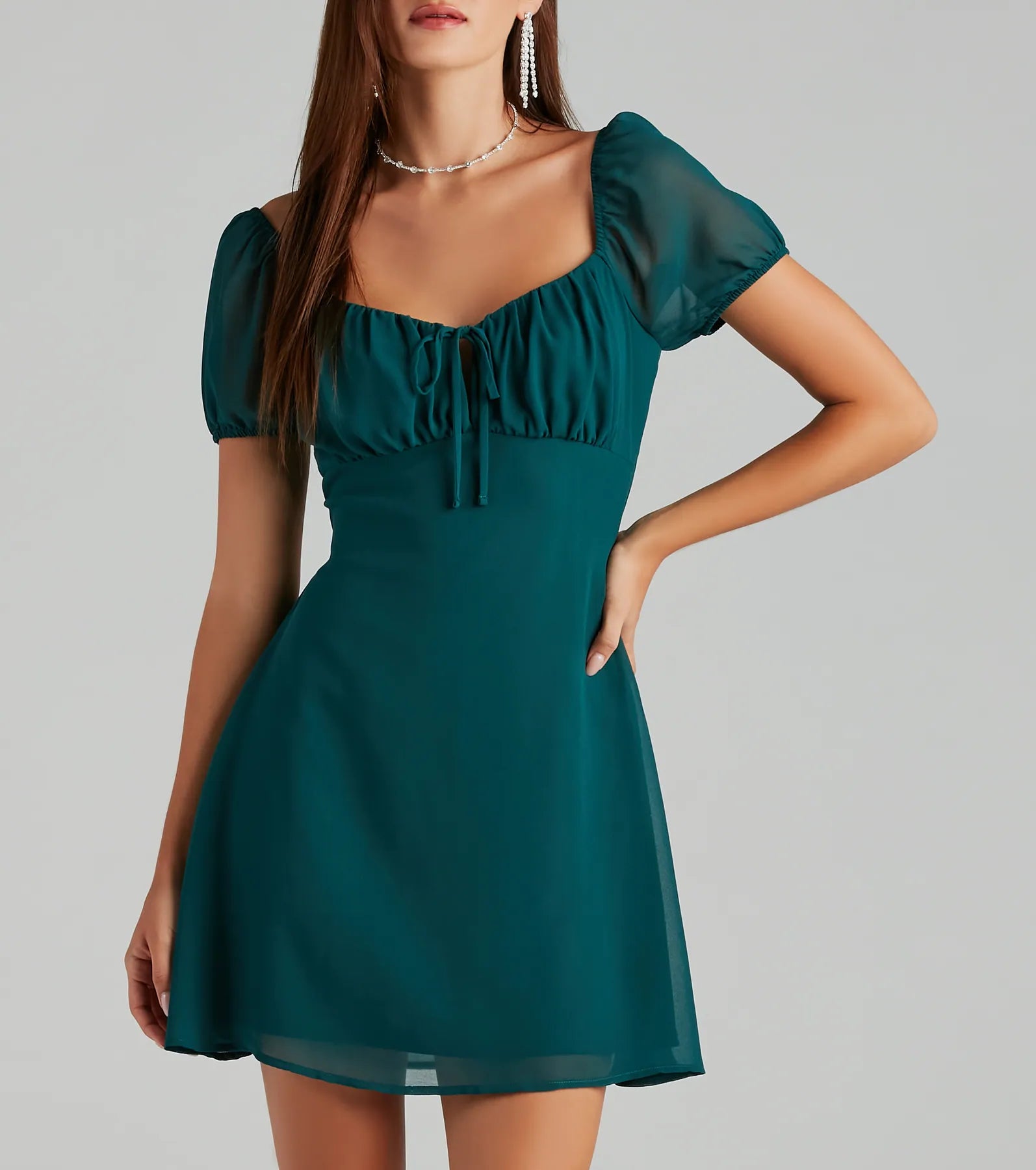 Flirt And Twirl Chiffon Open Back Skater Dress - Image 8