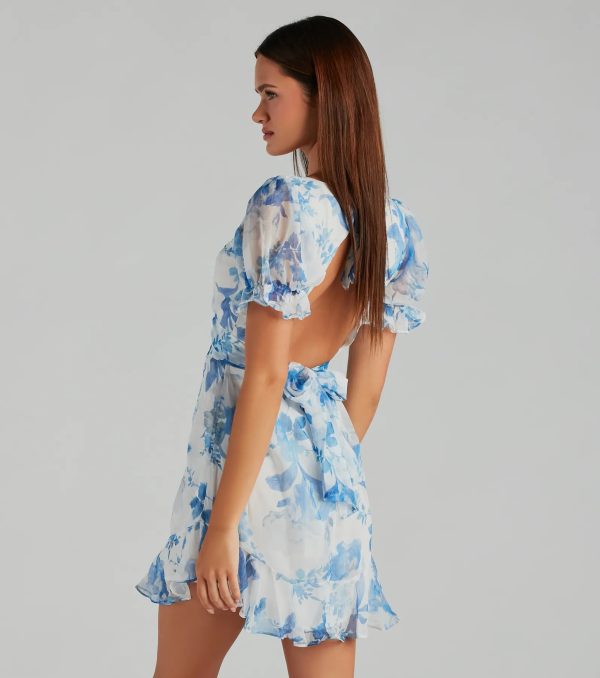 Sweet Choice Floral Chiffon A-Line Mini Dress - Image 2
