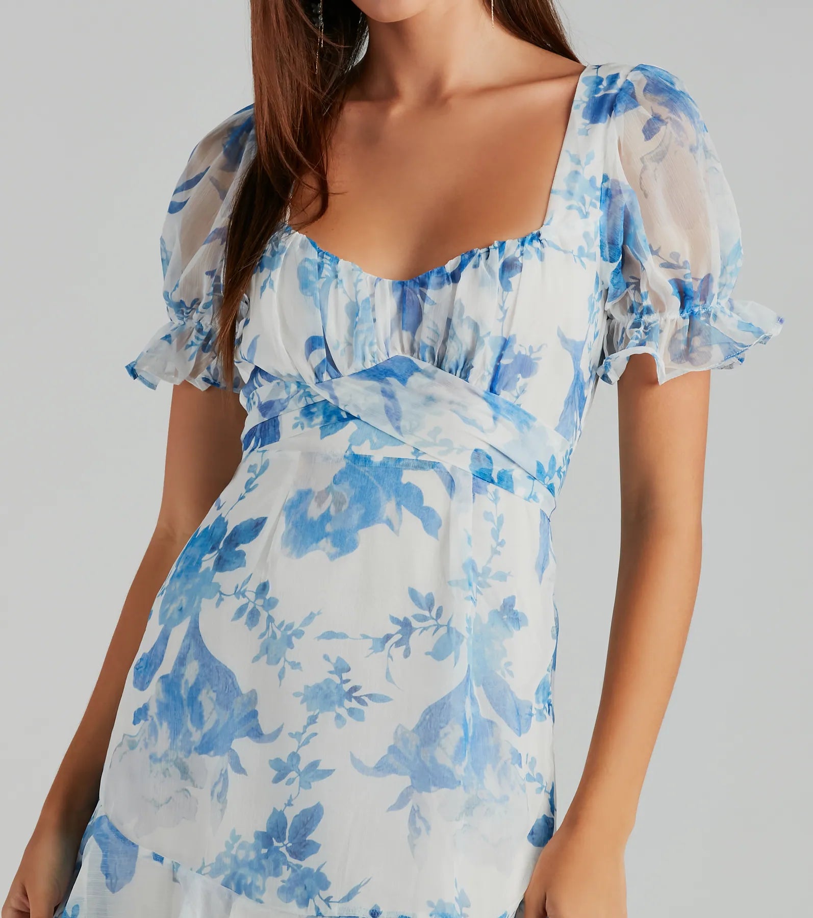 Sweet Choice Floral Chiffon A-Line Mini Dress - Image 4