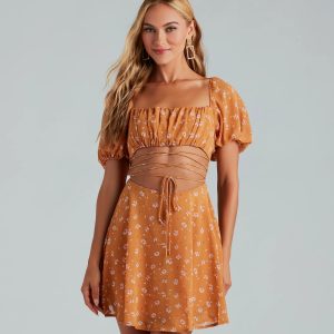 Picking Daisies Chiffon Strappy Skater Dress