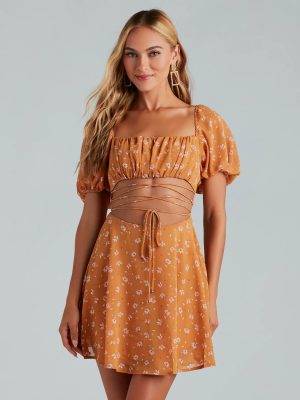 Picking Daisies Chiffon Strappy Skater Dress