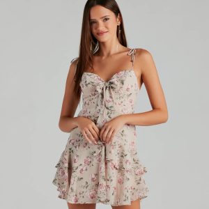 Enchanting Romance Floral Chiffon Short Dress