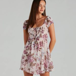 Obsessed With Floral Chiffon Skater Dress