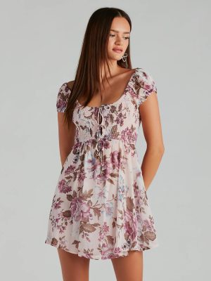 Obsessed With Floral Chiffon Skater Dress