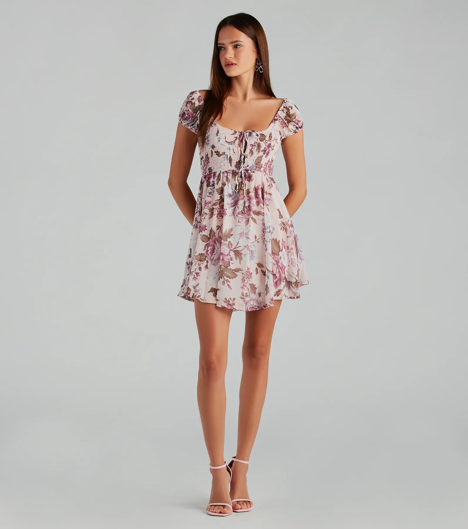 Obsessed With Floral Chiffon Skater Dress - Image 3