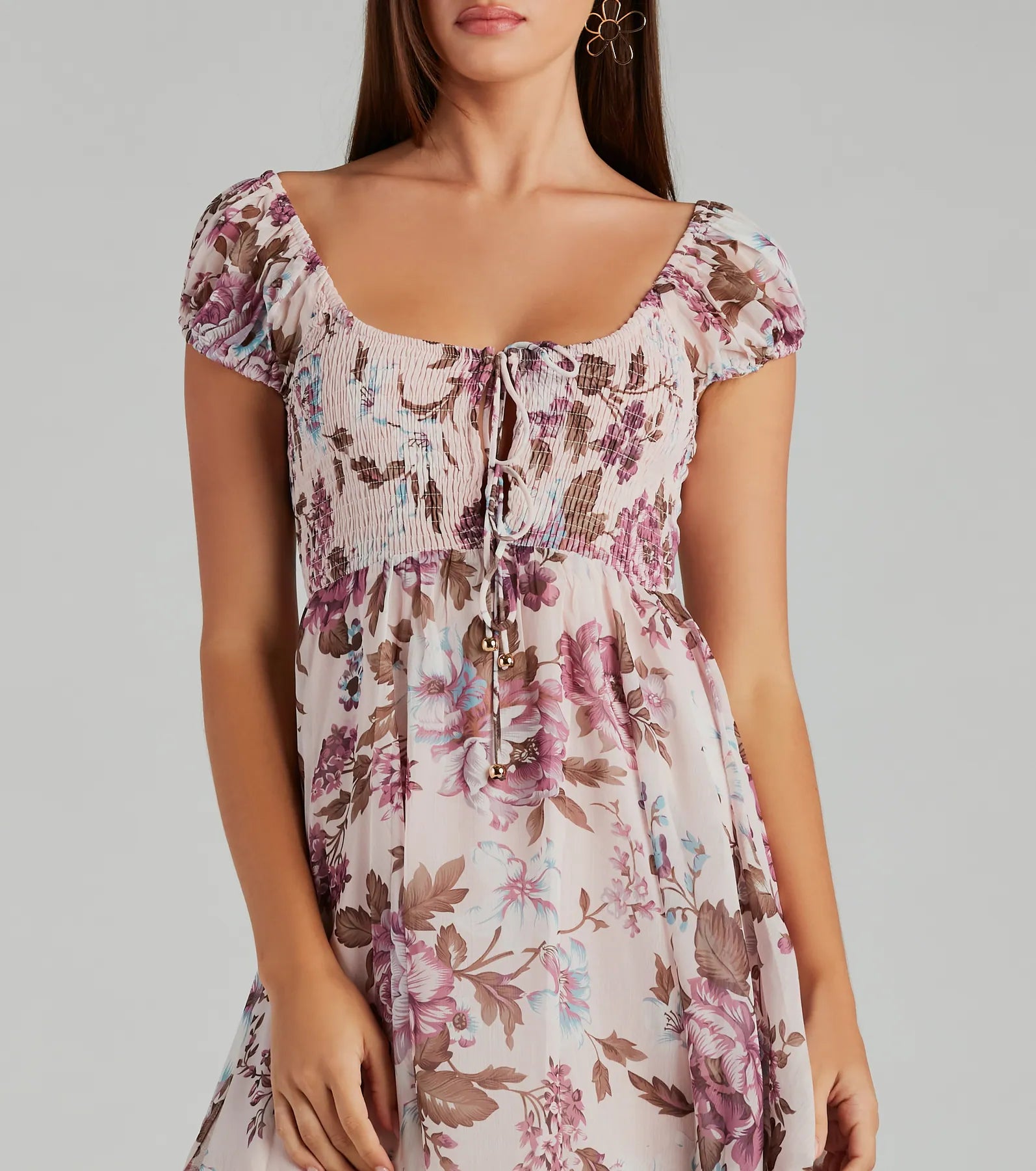 Obsessed With Floral Chiffon Skater Dress - Image 4