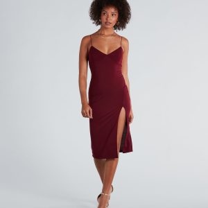 Catch Up Crepe Slip Midi Dress