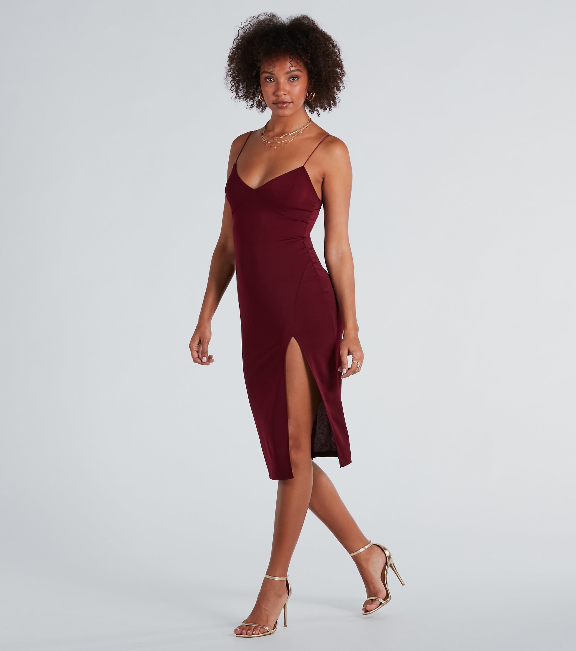 Catch Up Crepe Slip Midi Dress - Image 3