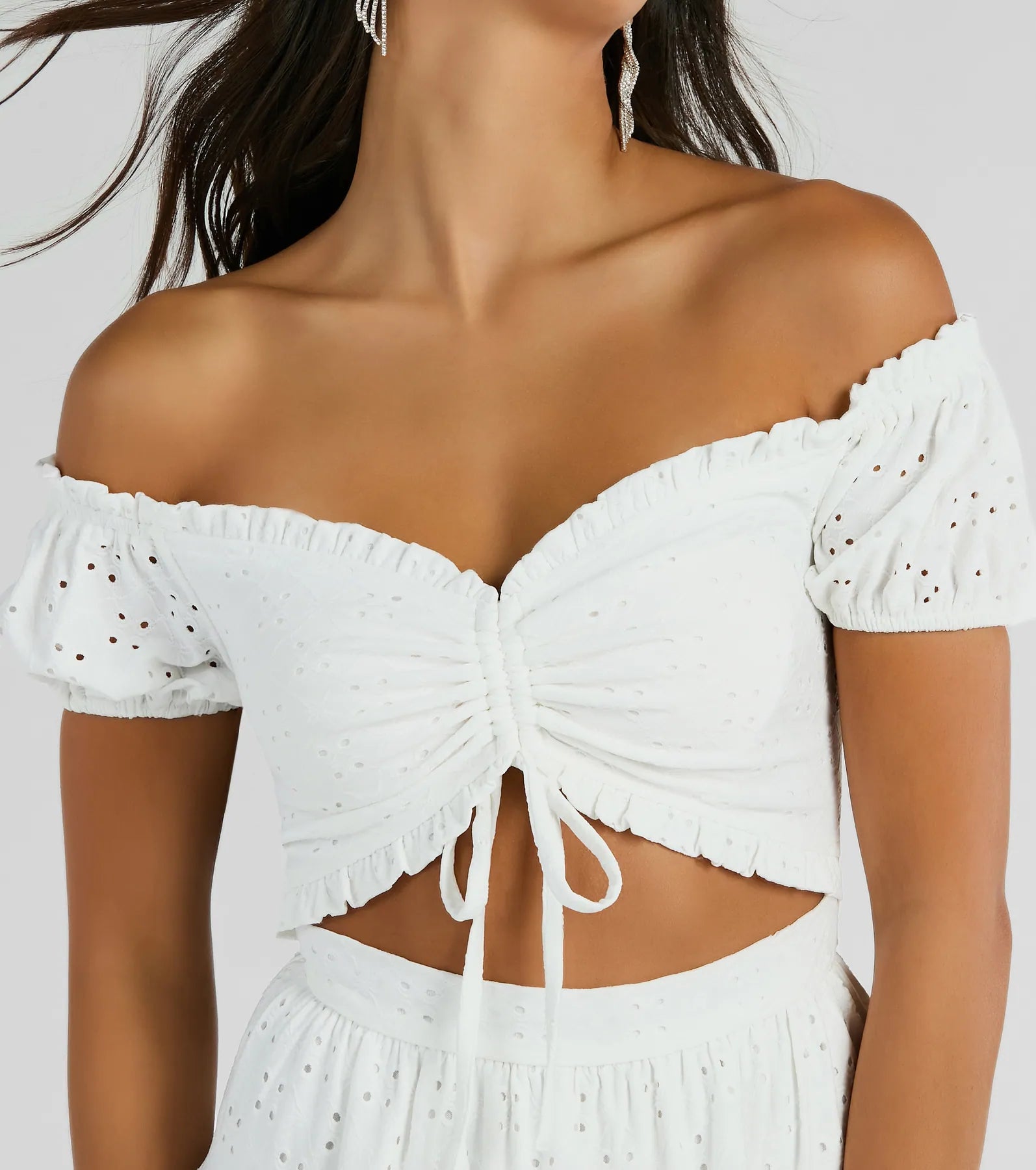 Catch A Cutie Short Sleeve Cutout Eyelet Skater Dress - Image 4