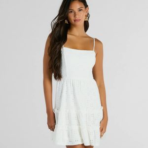 Feeling Amore Tie-Back A-Line Eyelet Mini Dress