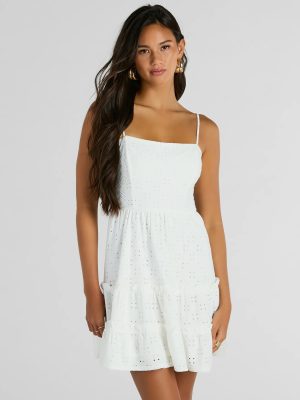 Feeling Amore Tie-Back A-Line Eyelet Mini Dress