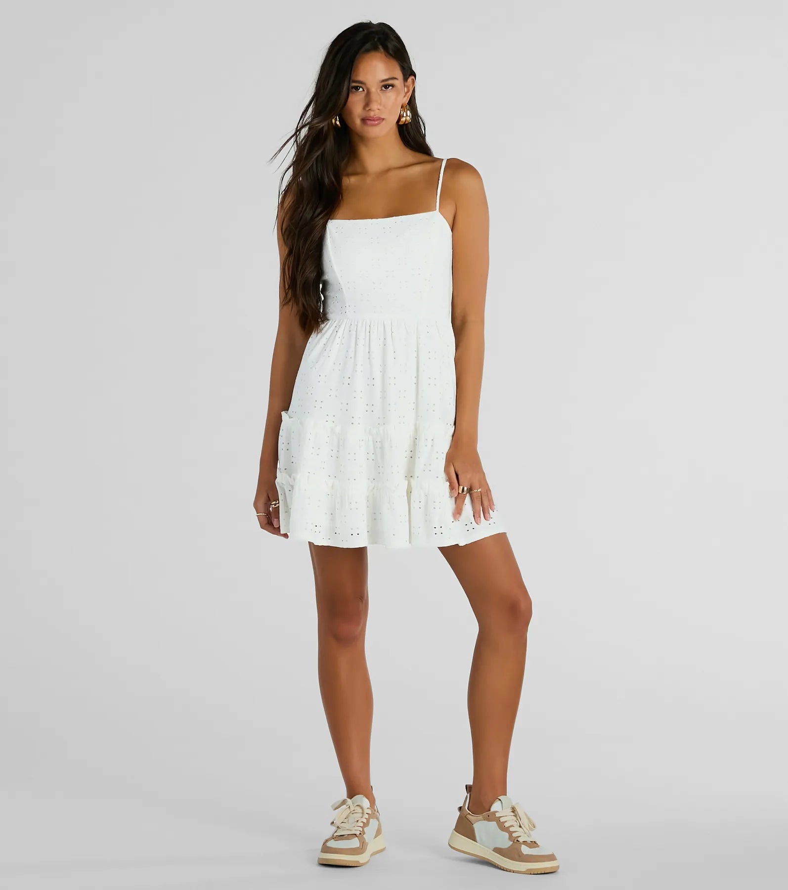 Feeling Amore Tie-Back A-Line Eyelet Mini Dress - Image 3