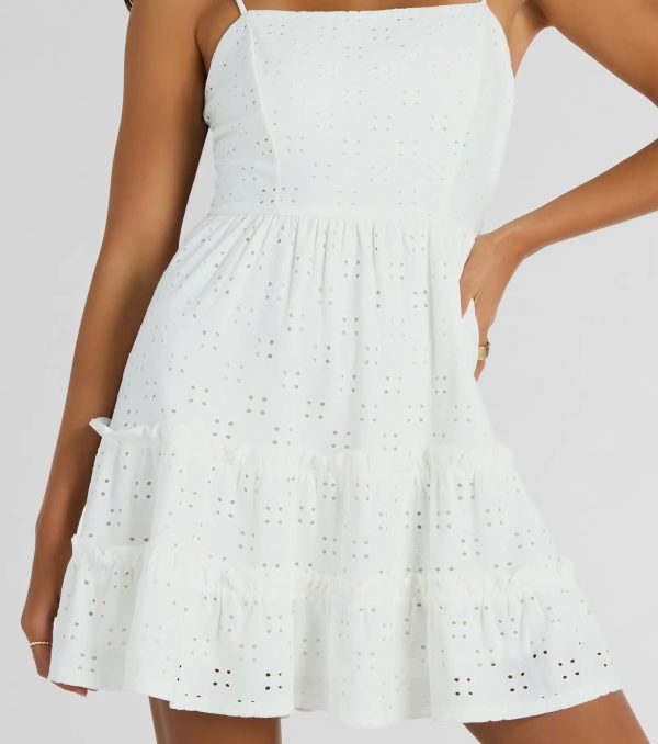 Feeling Amore Tie-Back A-Line Eyelet Mini Dress - Image 4