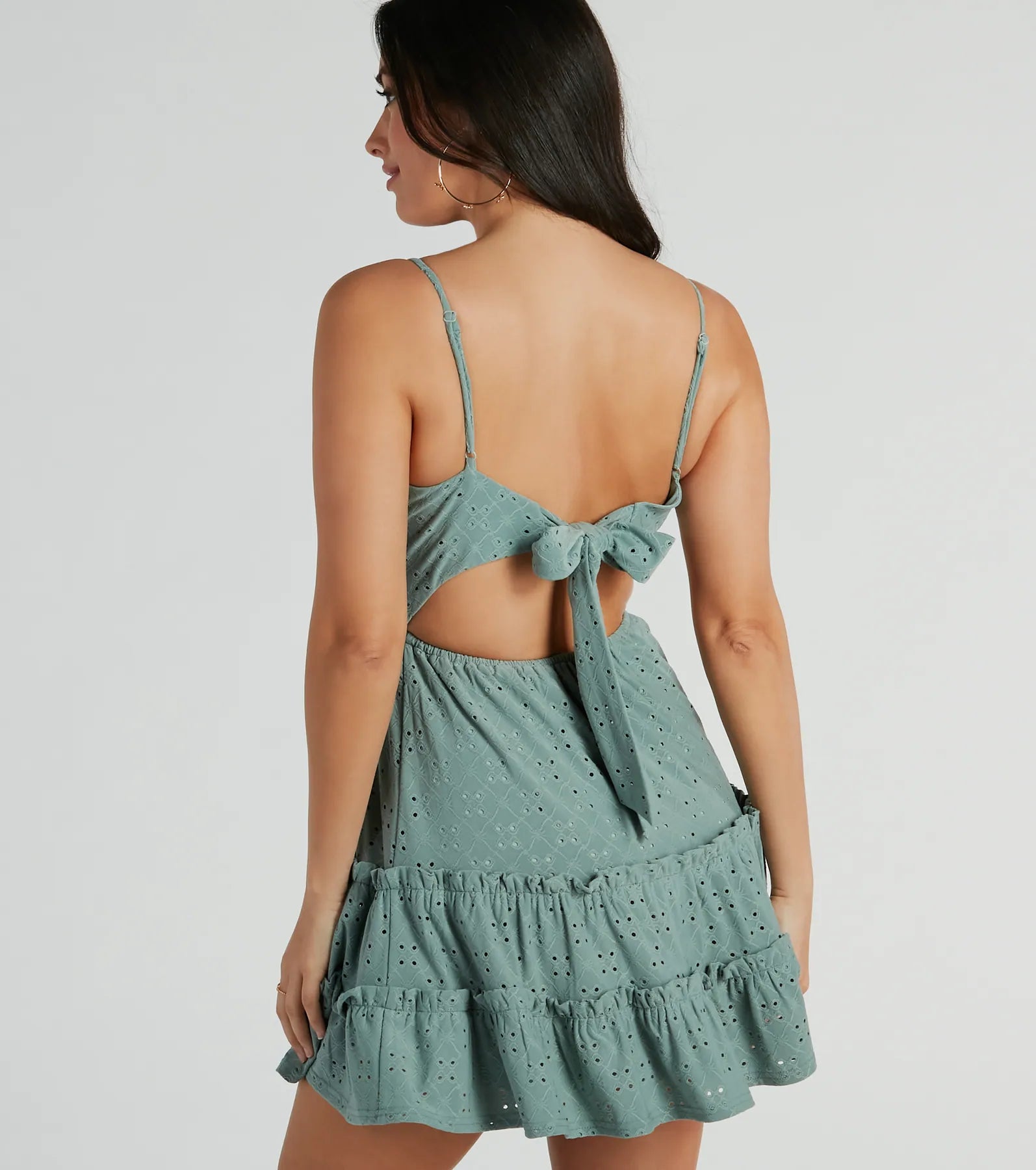 Feeling Amore Tie-Back A-Line Eyelet Mini Dress - Image 6