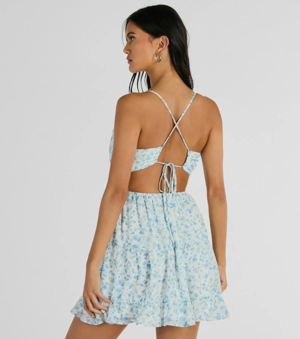 Sweeten Up Strappy Back Floral Chiffon Skater Dress - Image 2