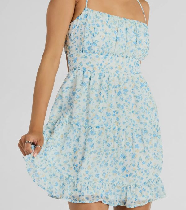 Sweeten Up Strappy Back Floral Chiffon Skater Dress - Image 3