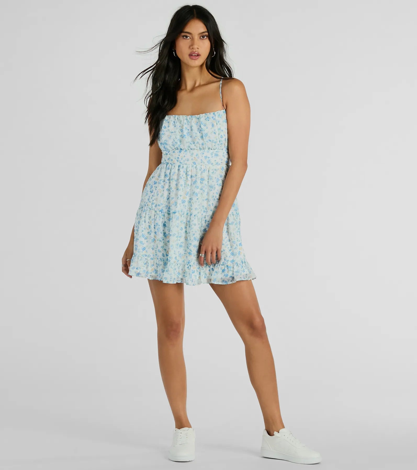 Sweeten Up Strappy Back Floral Chiffon Skater Dress - Image 4