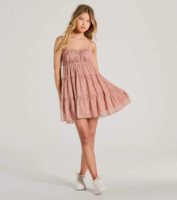 Sweetest Look Ditsy Floral Chiffon Babydoll Dress - Image 3