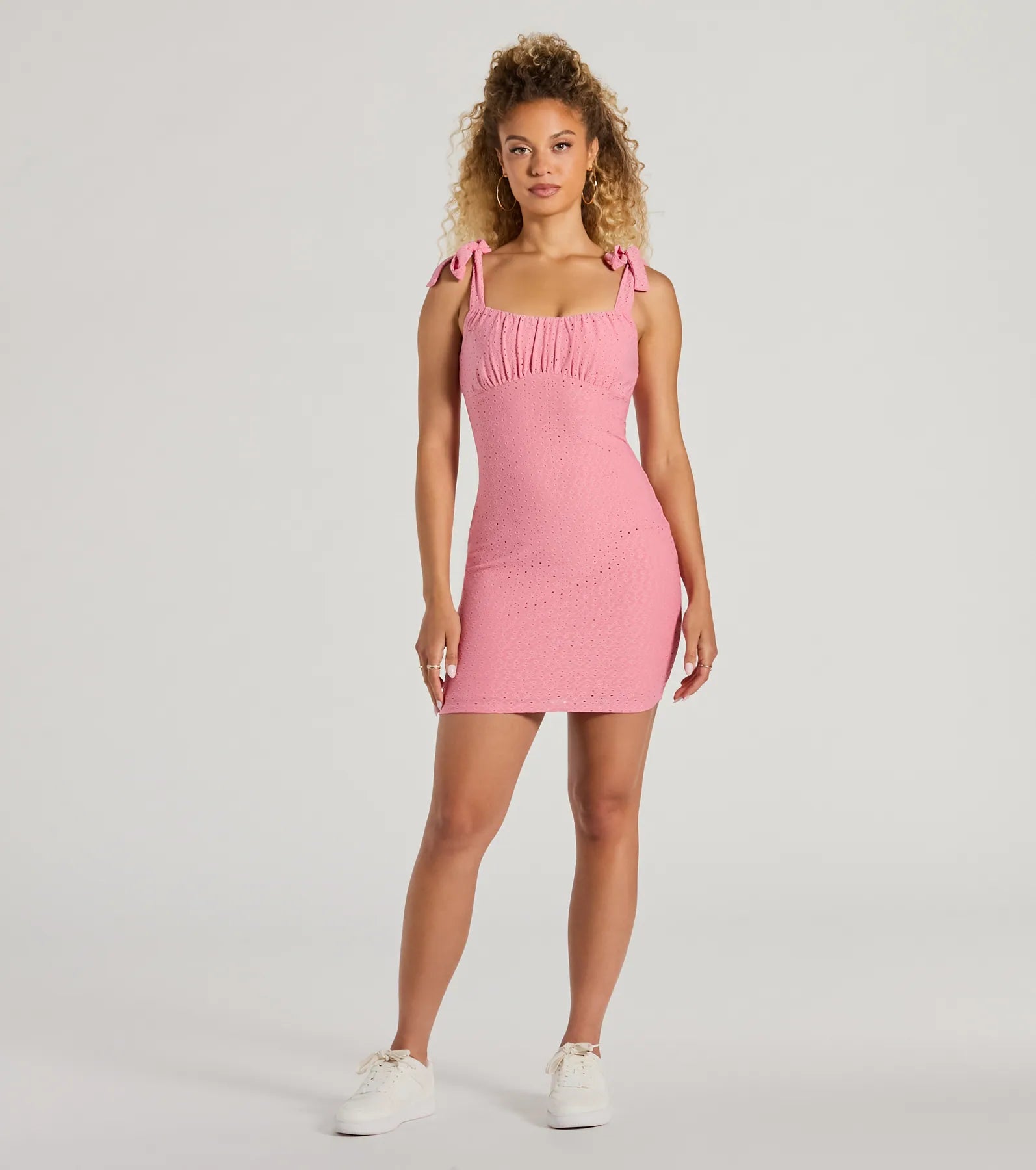 Keep It Sweet Tie-Strap Eyelet Mini Dress - Image 3