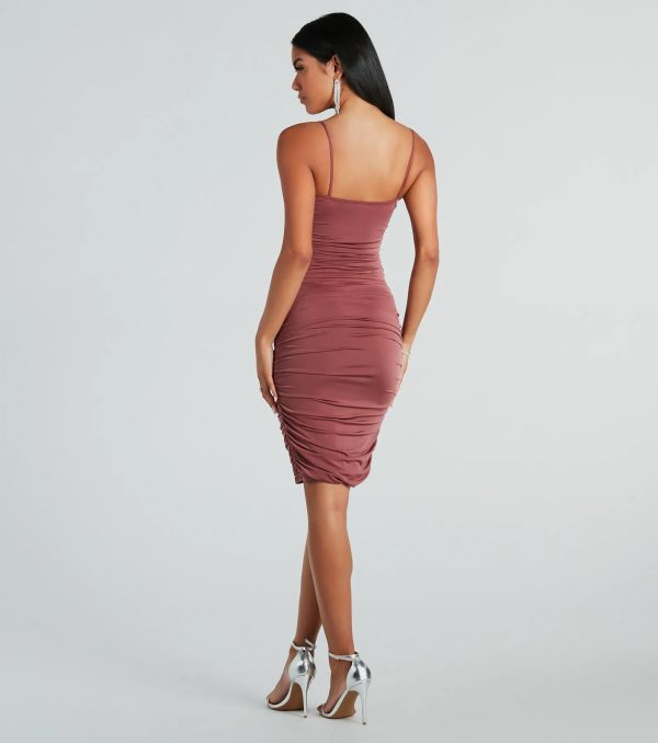 My Main Chic V-Neck Ruched Midi Dress - Image 10
