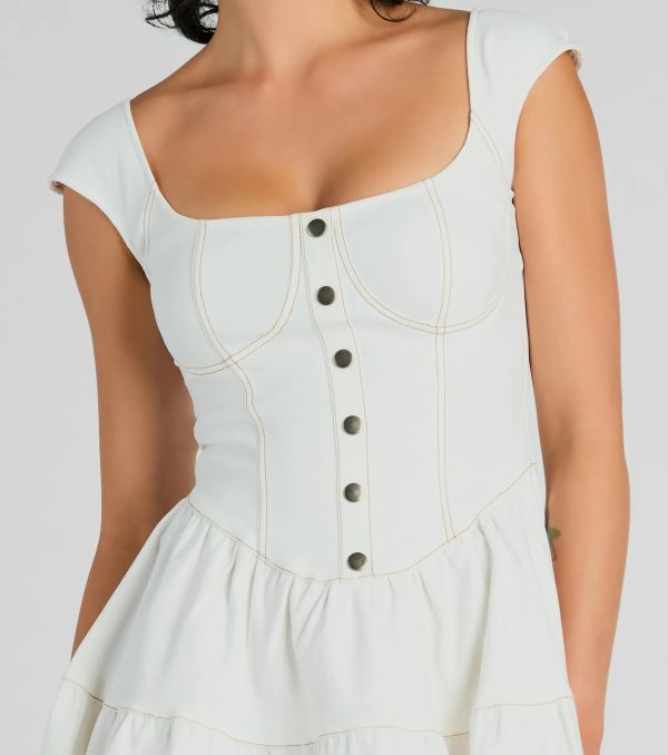 Trendsetting Effect Ruffled Denim Skater Dress - Image 3