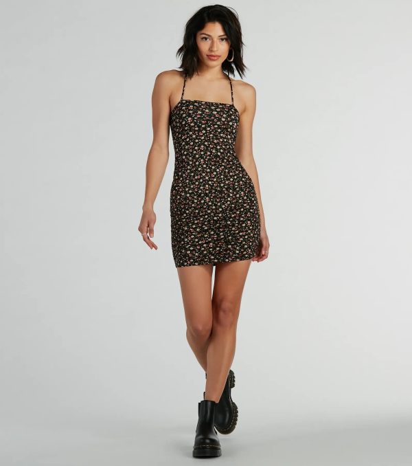 Floral Mindset Lace Up Mini Dress - Image 3