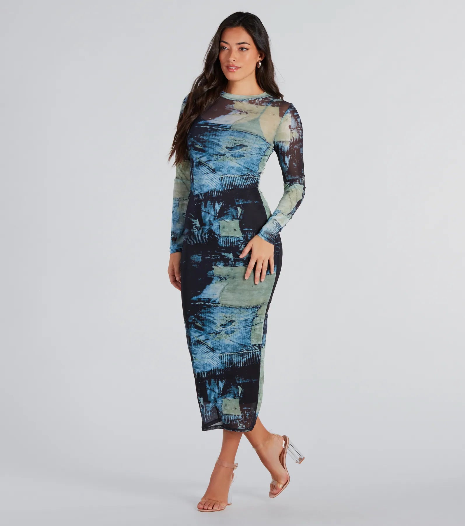 Downtown Chic Abstract Print Midi Dress - Image 6