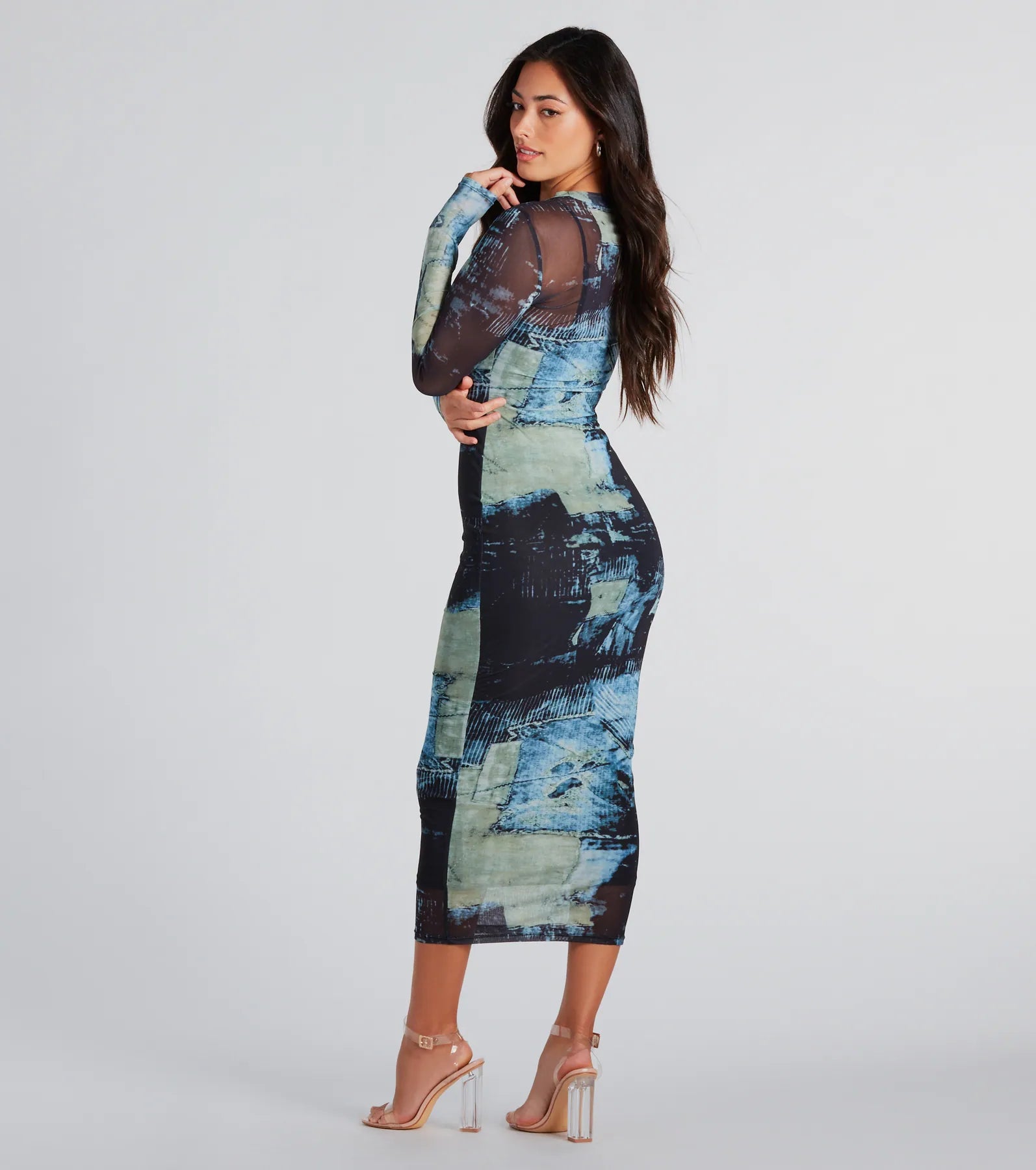 Downtown Chic Abstract Print Midi Dress - Image 7