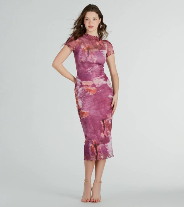 Unique Feels Abstract Print Mock Neck Maxi Dress - Image 5