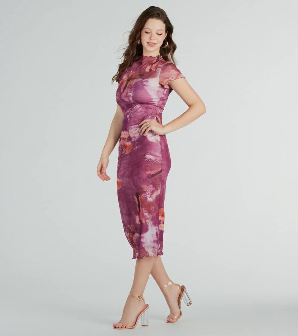 Unique Feels Abstract Print Mock Neck Maxi Dress - Image 7