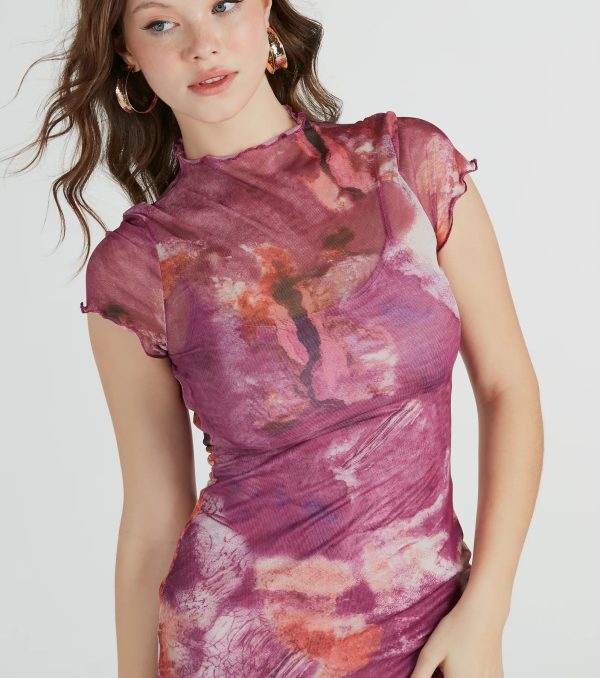 Unique Feels Abstract Print Mock Neck Maxi Dress - Image 8