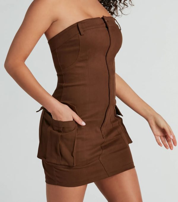 Sensational City Girl Strapless Cargo Mini Dress - Image 4