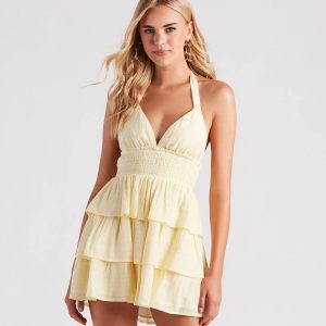 Sunset Happy Hour Ruffled Skater Dress