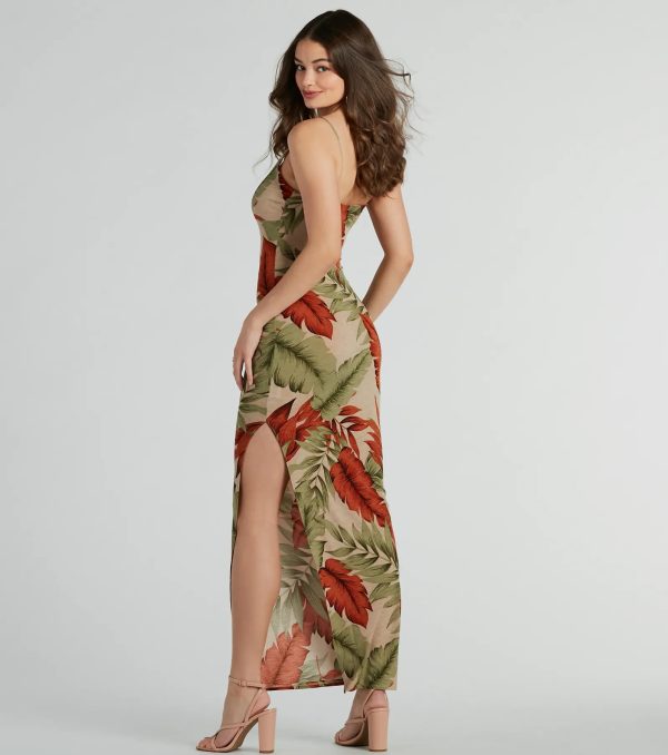 Vacay Vibes High Slit Tropical Knit Maxi Dress - Image 3