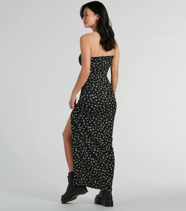 Charming Presence Strapless Slit Floral Maxi Dress - Image 2