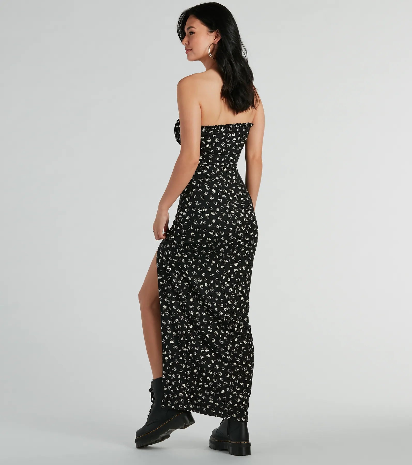 Charming Presence Strapless Slit Floral Maxi Dress - Image 2