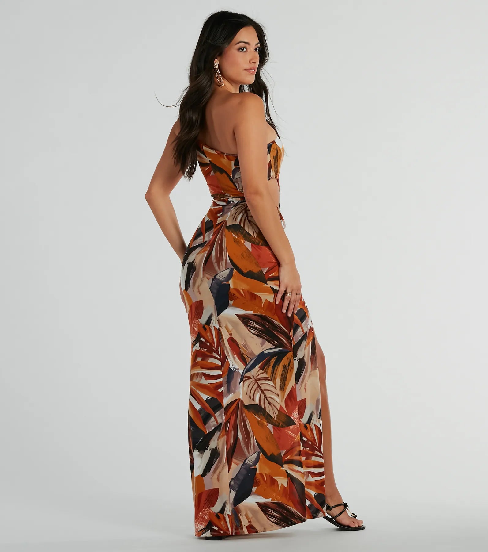 Pretty In Paradise One-Shoulder Tropical Maxi Dress - Image 2