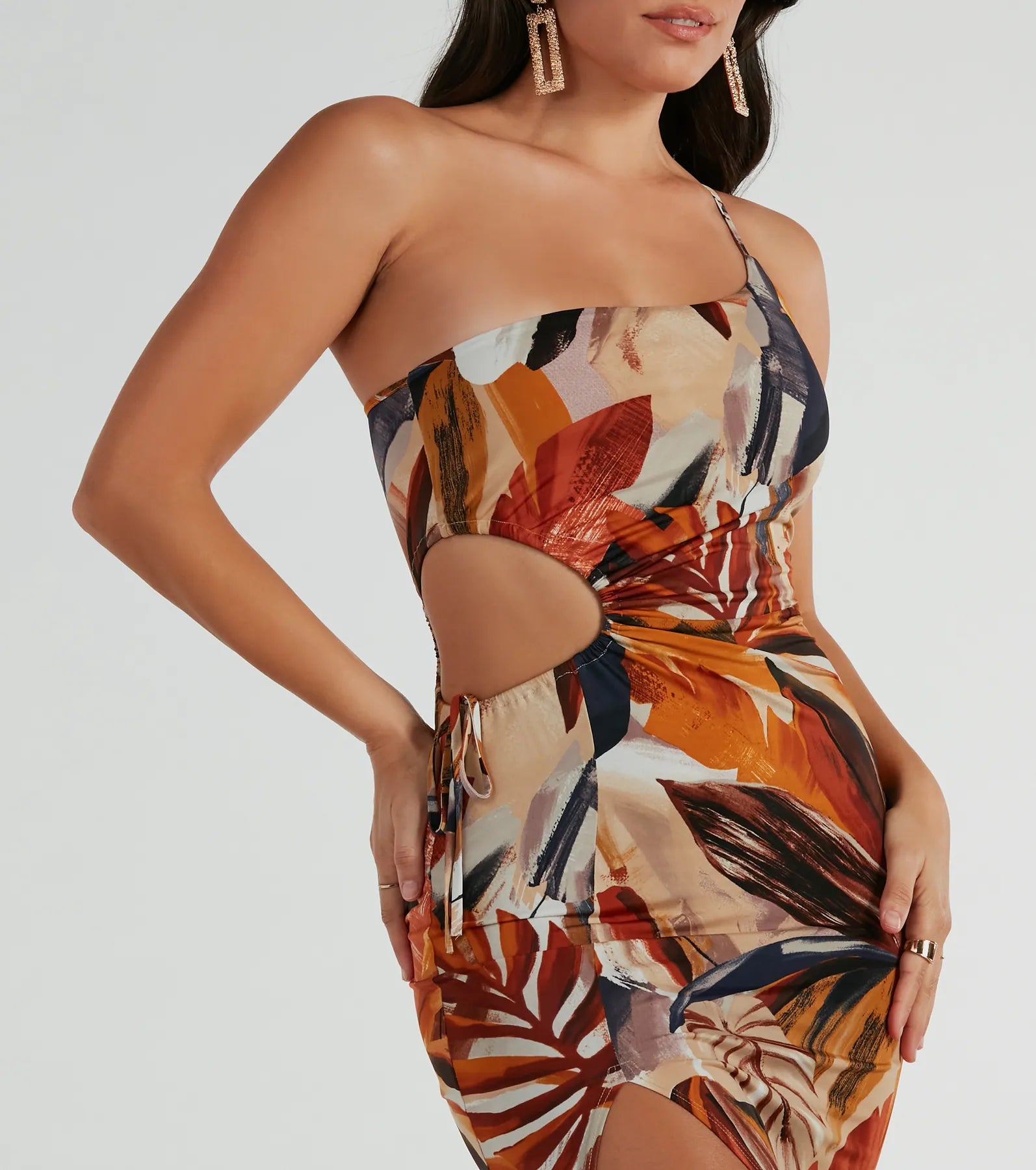 Pretty In Paradise One-Shoulder Tropical Maxi Dress - Image 3