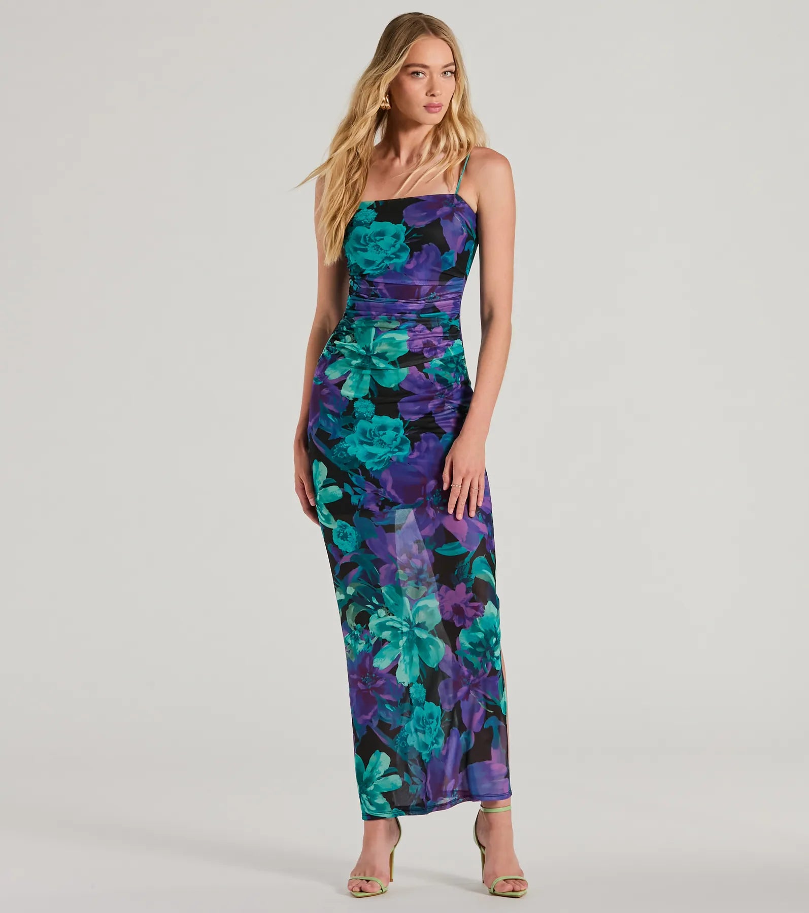 Vacay Mode Tropical Floral Mesh Maxi Dress - Image 4