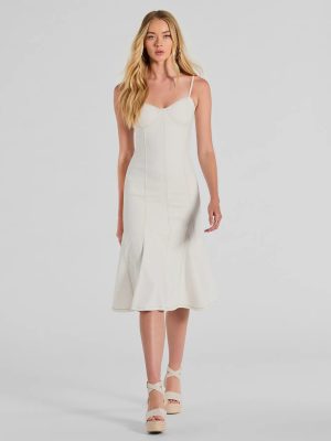 Sweet Day Sleeveless Mermaid Denim Midi Dress