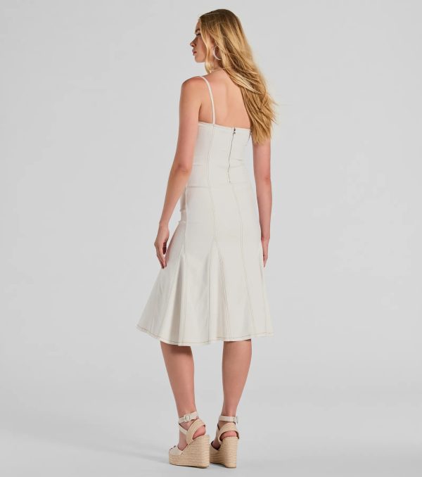 Sweet Day Sleeveless Mermaid Denim Midi Dress - Image 2