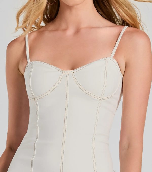 Sweet Day Sleeveless Mermaid Denim Midi Dress - Image 3
