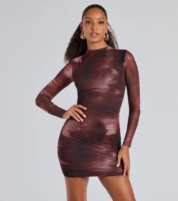 Popular Poise Mock Neck Abstract Mini Dress - Image 2