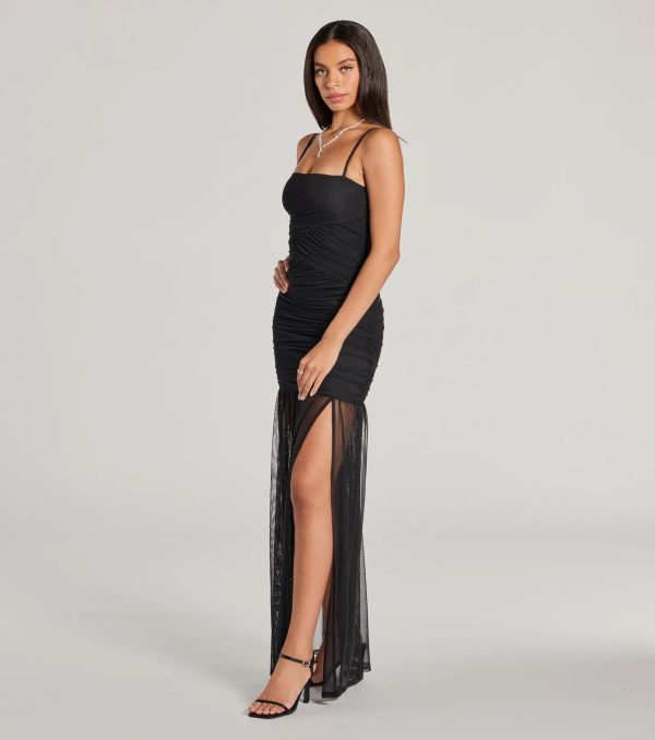 Striking Impression Sleeveless Slit Mesh Maxi Dress - Image 4