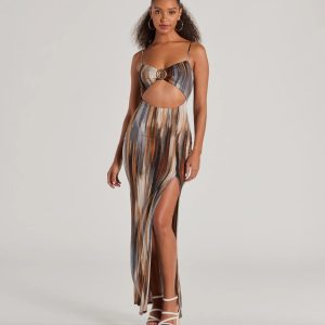 Beauty On Vacay Cutout Abstract Maxi Dress