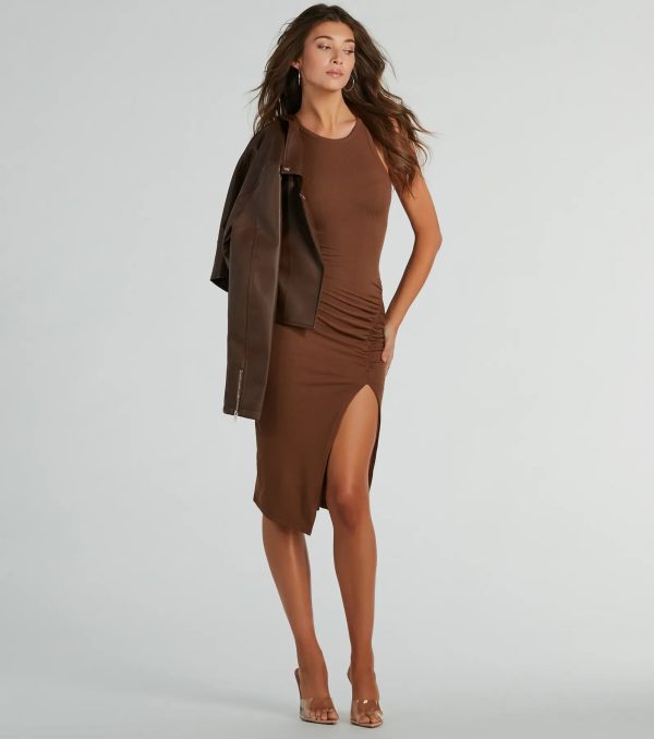 Major Trend Crew Neck Bodycon Midi Dress - Image 8